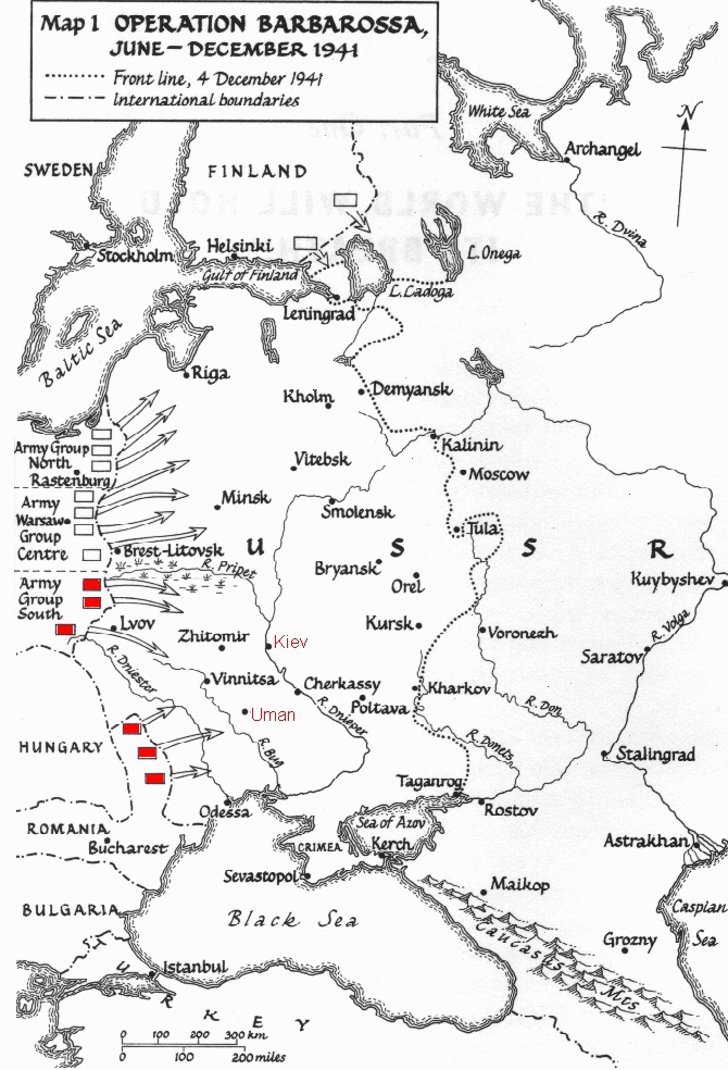 mapa de la operaci�n barbarossa 1941/06/22 a 1941/12/4
