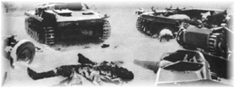 Tanques y ca�ones destruidos, cad�veres alemanes en el camino de mosku.