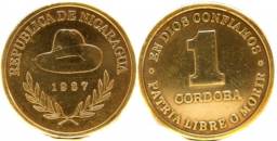 [So klein mit Hut: der neue 'Gold'-Cordoba der Sandinisten - leider nur aus Messing]