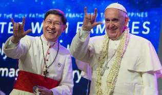 [Der Teufel und einer seiner Helfer entbieten den Satansgru�]