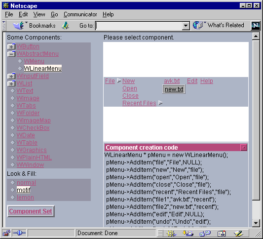 HTML Interface SDK : Screenshots
