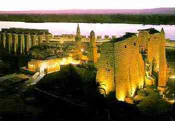 Luxor lit up at night