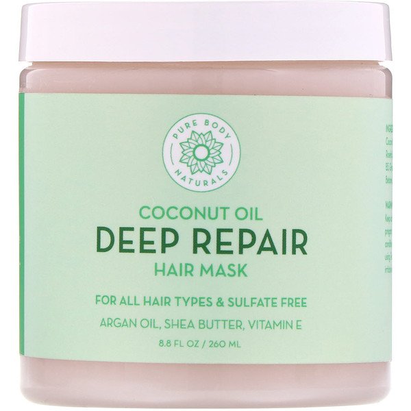 Pure Body Naturals‏, زيت جوز الهند، قناع الإصلاح العميق للشعر، 8,8 أونصة سائلة (260 مل)