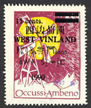 The 15 stamp was created by overprinting the wind generator stamp of Occussi-Ambeno.
