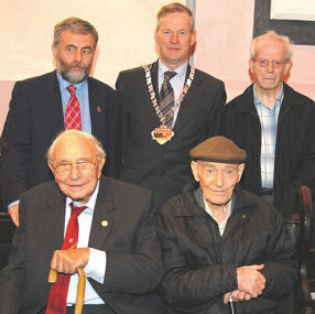 The two veterans with Paddy Murphy, GMMC Chair, Jack O'Connor of SIPTU and Tom Maher, local Councillor.