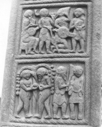 Irish celtic cross, design details on 9th century cross at Monasterboice