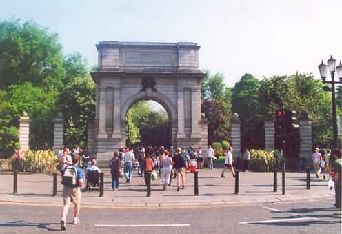 Stephens Green park in Dublin Ireland - photo of Main entrance