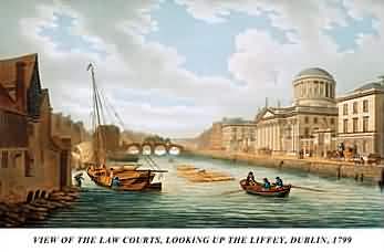 James Malton antique Dublin print, Dublin Four Courts
