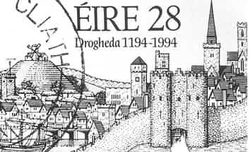 Ireland postcard, Drogheda 800 year postage stamp issued Sept. 1994