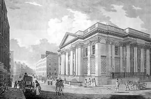 18th century James Malton print - Royal Exchange building beside Dublin Castle