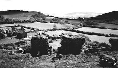 Irish photo, countryside view from Dunamase Castle ruins in 1962, Ireland, foto Irlanda