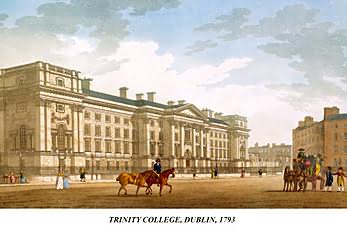 Vintage print of Trinity College Dublin by James Malton