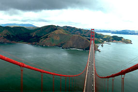View from top of South Tower on Golden Gate Bridge