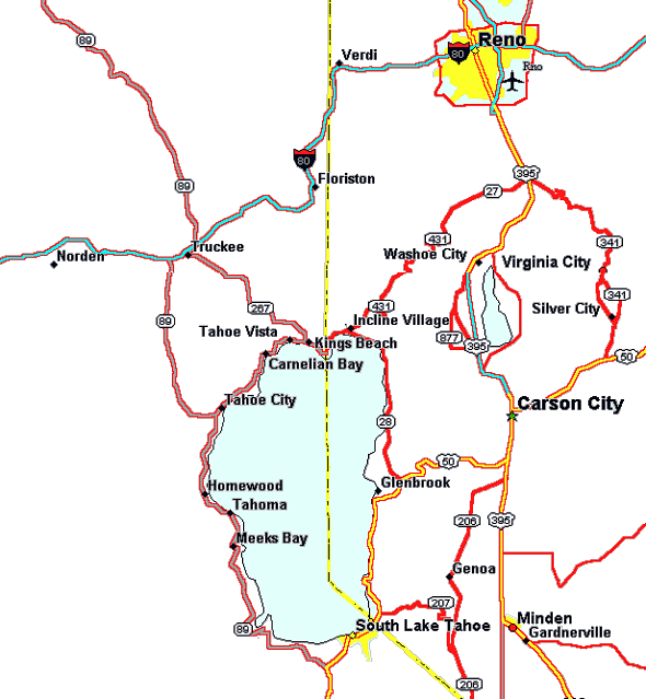 Map of Lake Tahoe
