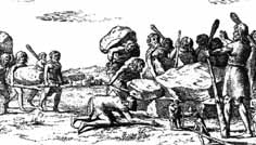"Raza de gigantes construyendo megalitos" de Johan Picard, 1660.