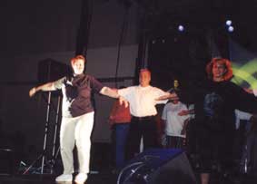 on stage
