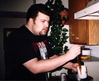 Drew making coffee