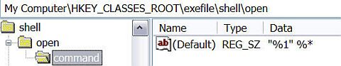 regedit HKCR exefile key