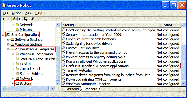 Don't run specified Windows applications