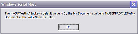 WSH message box with full message reading all 3 keys