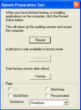 Sysprep GUI, pre-SP2
