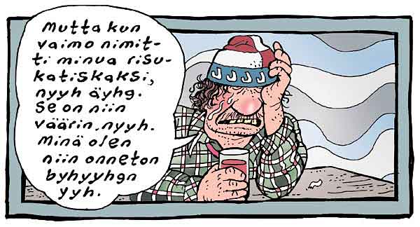 Siunattu Hulluus sarjakuva albumi Suomalainen Mies Avautuu Piirros siunattu-hulluus-sarjakuva-albumi-suomalainen-mies-avautuu-piirros