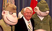 Walker with his two Army Cartoon Characters Beetle & Sarge