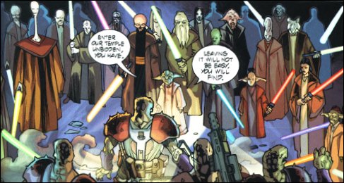 The Jedi Knights repell Yinchorri warriors