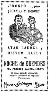 poster Noche de duendes&nbsp;&nbsp;(1930)