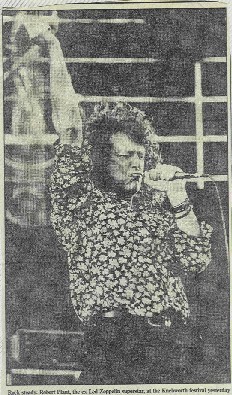 press cutting of Plant at gig