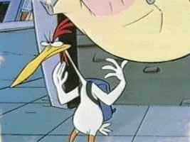 Chicken giving Cow a piggyback ride