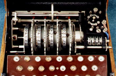 Enigma Instrument A Captured Enigma machine A closeup of the Enigma Gears