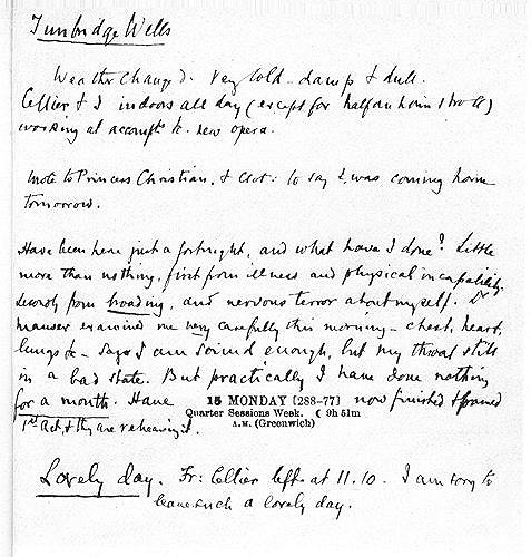 Last entry in Sullivan's diary