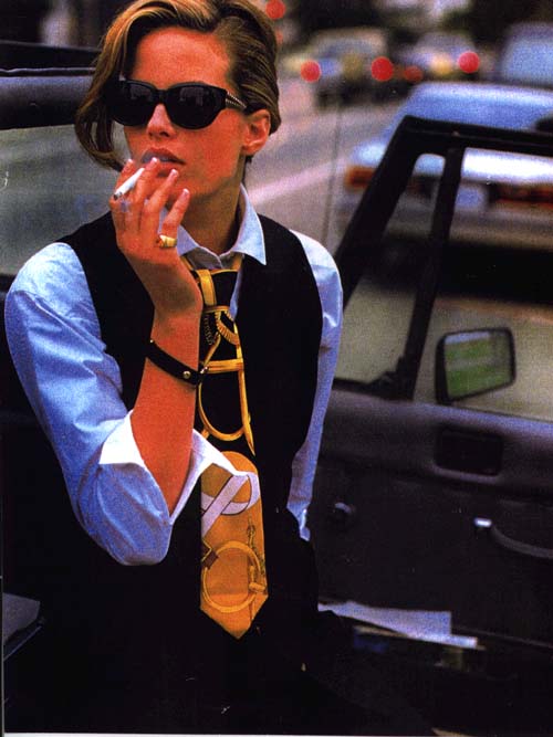 Monika Schnarre smoking for an advertisement