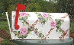 Handpainted rose vine lattice mailbox
