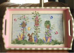Birdhouses & Bunny Garden Tray