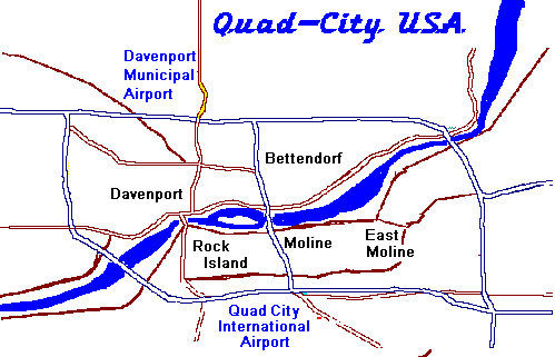 Quad-Cities of Iowa-Illinois area map