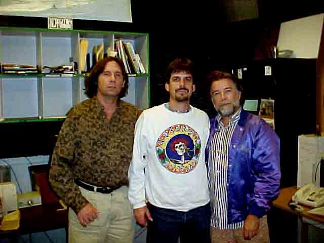 Photo of National Debt with Cyrille Verdeaux in San Luis Obispo. Left to right: Sal España, James Ellis, Cyrille Verdeaux.