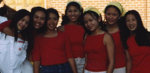 ladies at Thanh Tam after doing a dance for church anniversary