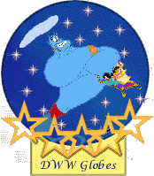Aladdin and Jasmine enjoying carpet ride with Genie