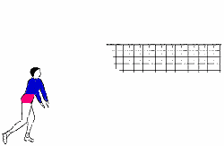 hitting or spiking the ball over the net