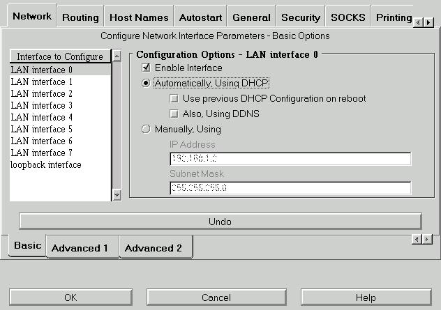 6)Select the LAN interface to configure (usually LAN interface 0)and check