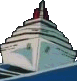 The SS St Anne from a front view being rocked by the waves after the storm destroyed its stabilizers