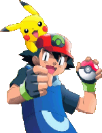 Ash in his hoenn clothes with Pikachu on his head
Background editing by Ranma