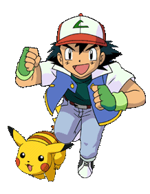 Ash and pikachu running