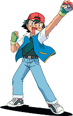 Ash holds up a pok�ball