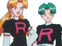Butch and Cassidy, two notorious Team Rocket members.
Background cleanup edits: Sapphire.