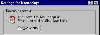 Settings For MouseKeys screen top
