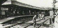 Men working on line at Poole station c1960