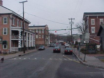 a shot of downtown frenchtown, looking from the nj/pa bridge